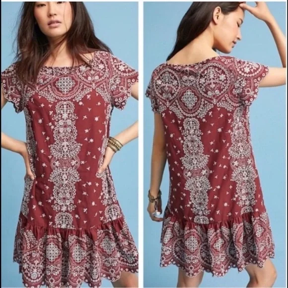 Anthropologie Feather Bone Ynez Eyelet Tunic Dress - Picture 2 of 10